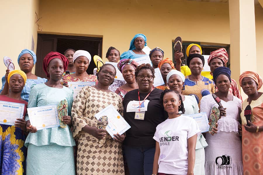Participants of the livelihood support program with the Executive Director of Gender Mobile Initiative (Ms. Omowunmi Ogunrotimi)